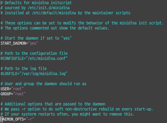 minidlna init config